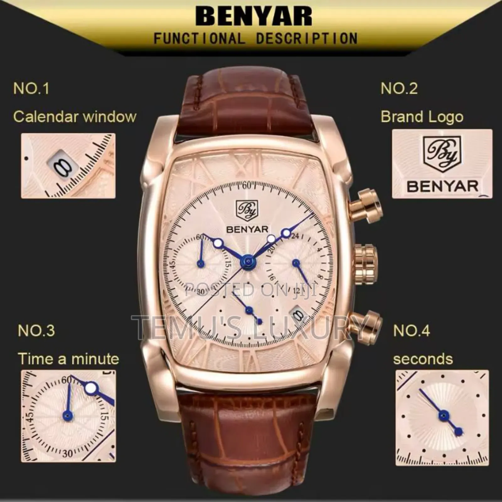BENYAR Luxury True Six-Pin Quartz Watch Chronograph