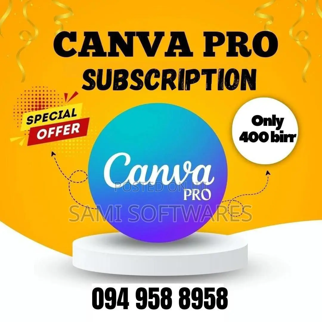 Canva Pro Subscription ካንቫ ፕሮ Photo Editing And Graphics
