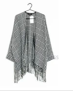 Photo - Venezia Made in Koria Print Fringe Open Front Cape Coat