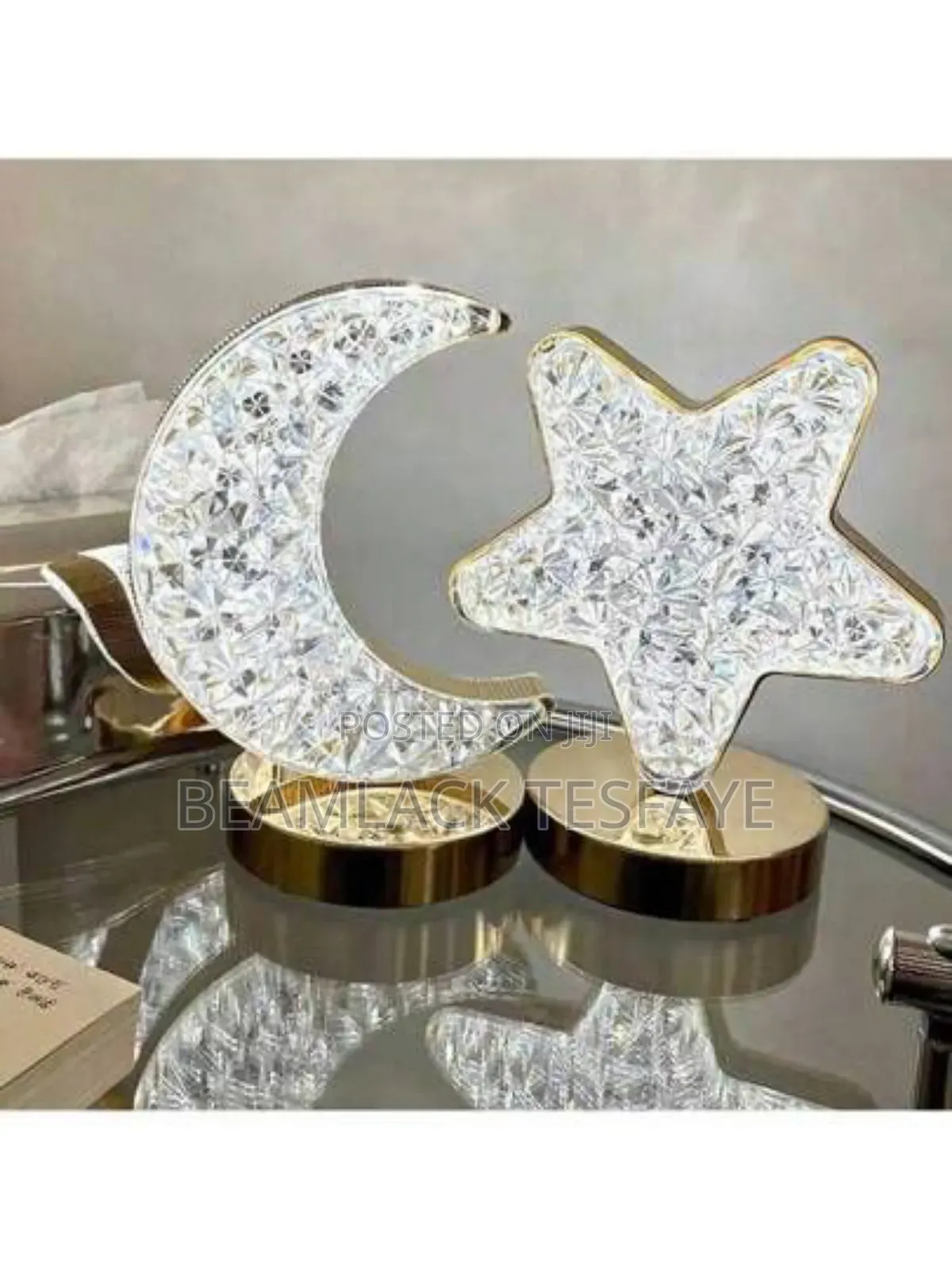 Moon Star Oval Shape LED Crystal Table Lamp