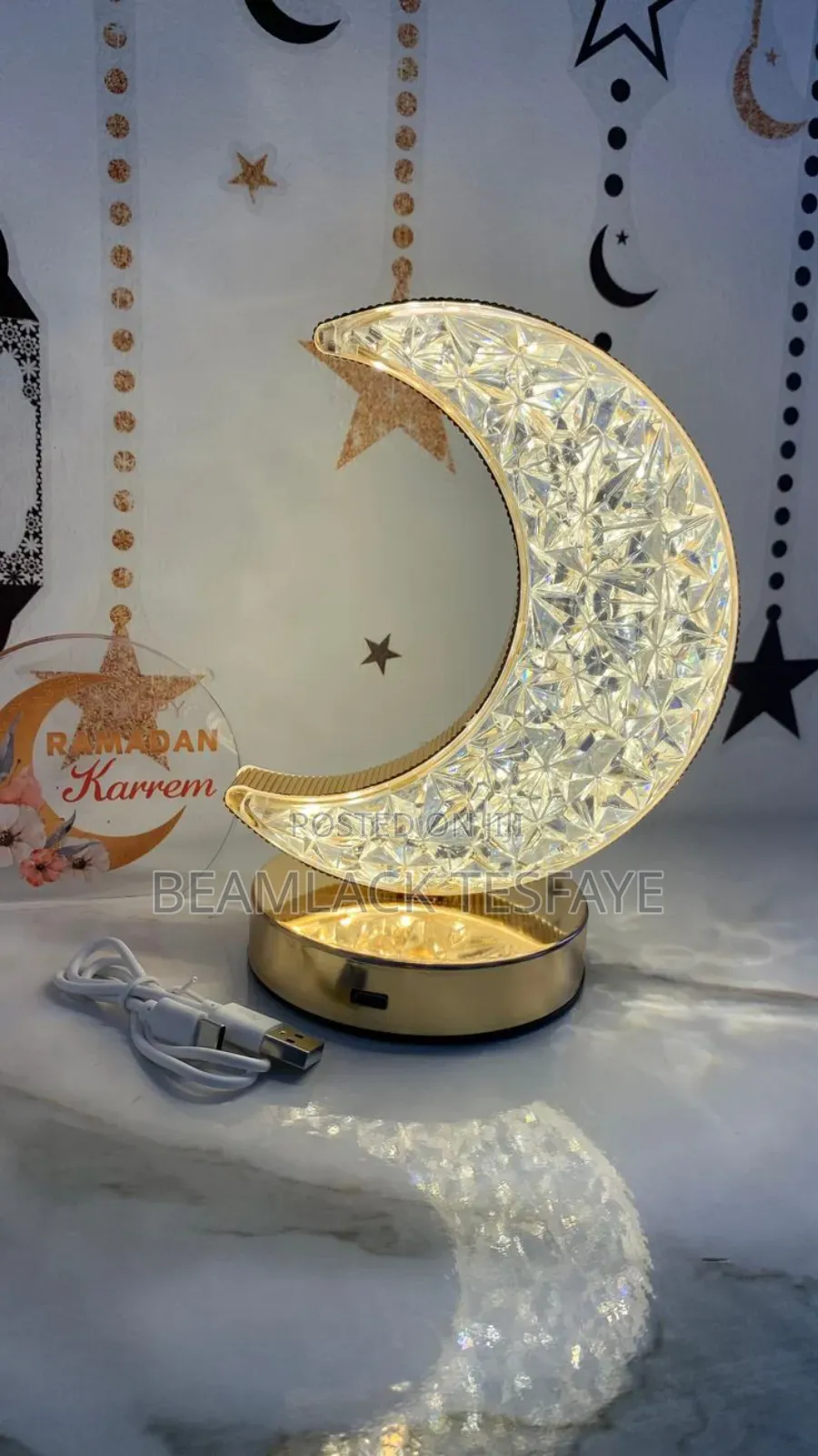 Moon Star Oval Shape LED Crystal Table Lamp