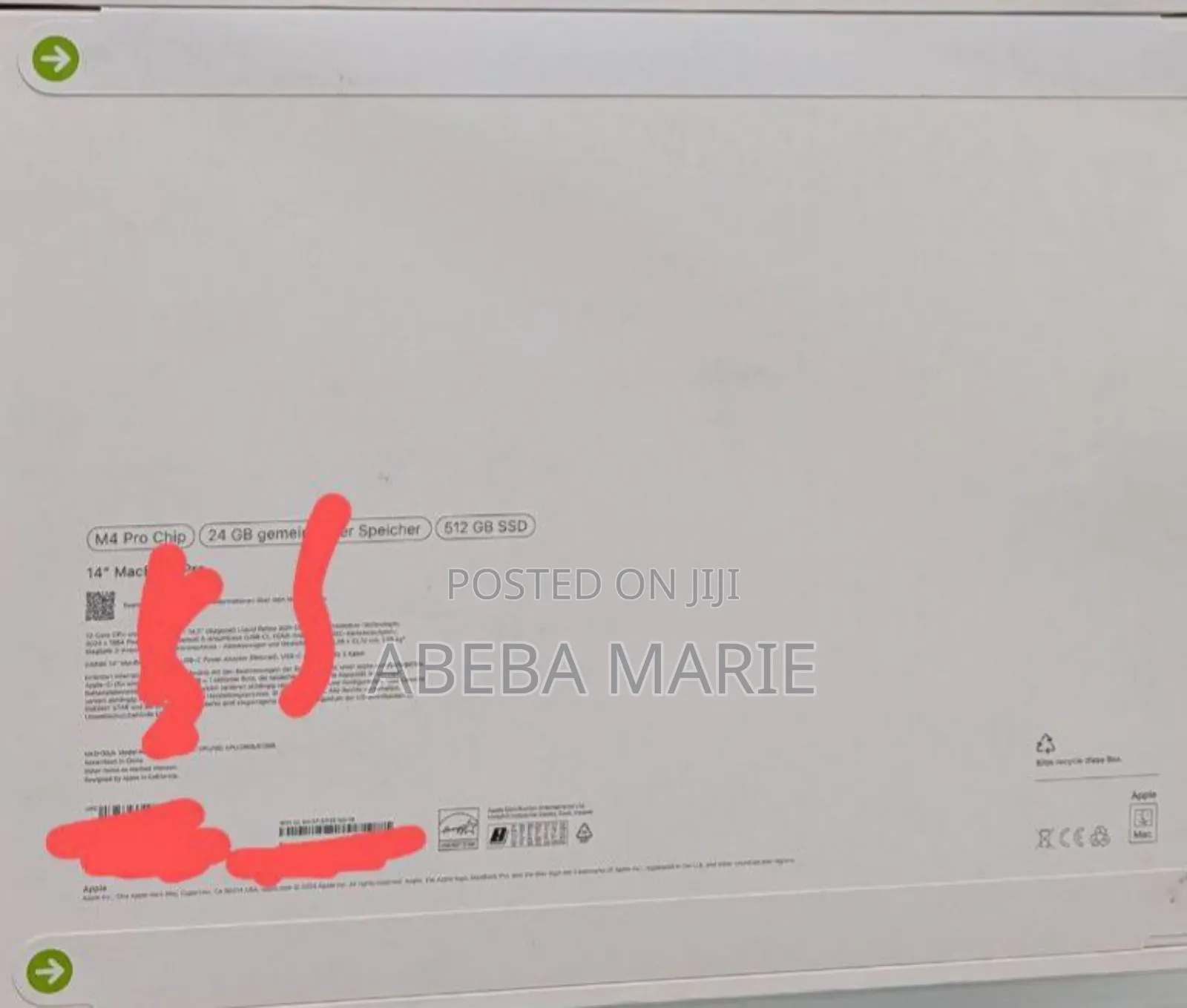 New Apple MacBook Pro 2024 M4 14-Inch 24GB Apple M4 Pro SSD 512GB