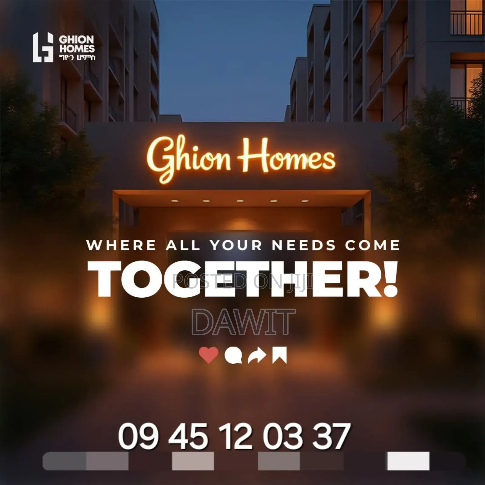 1bdrm Apartment in Ghion Homes, Bole for sale