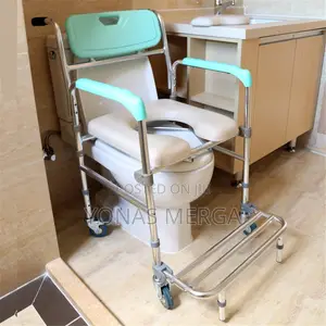 Photo - Elderly Disabled Toilet Chair寬handrail Portable Cover Bucket