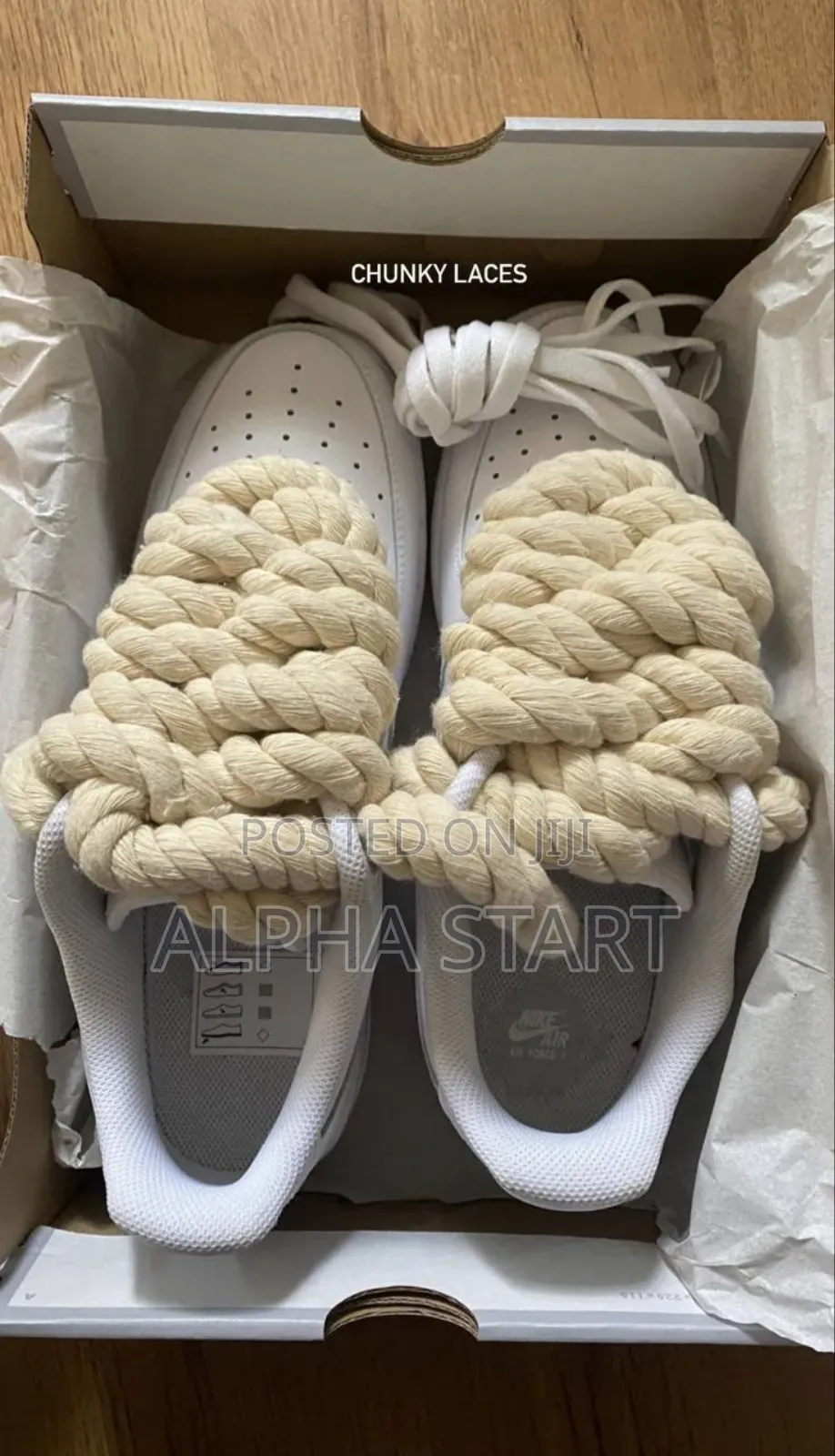 Cream Rope Lace’ AF1 Custom ** Master Quality For Man's