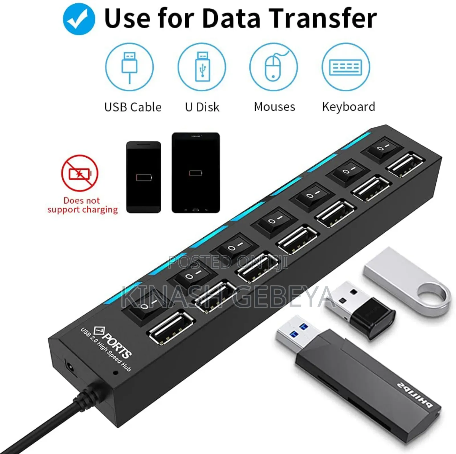 7 Port High Speed Multi Usb Hub