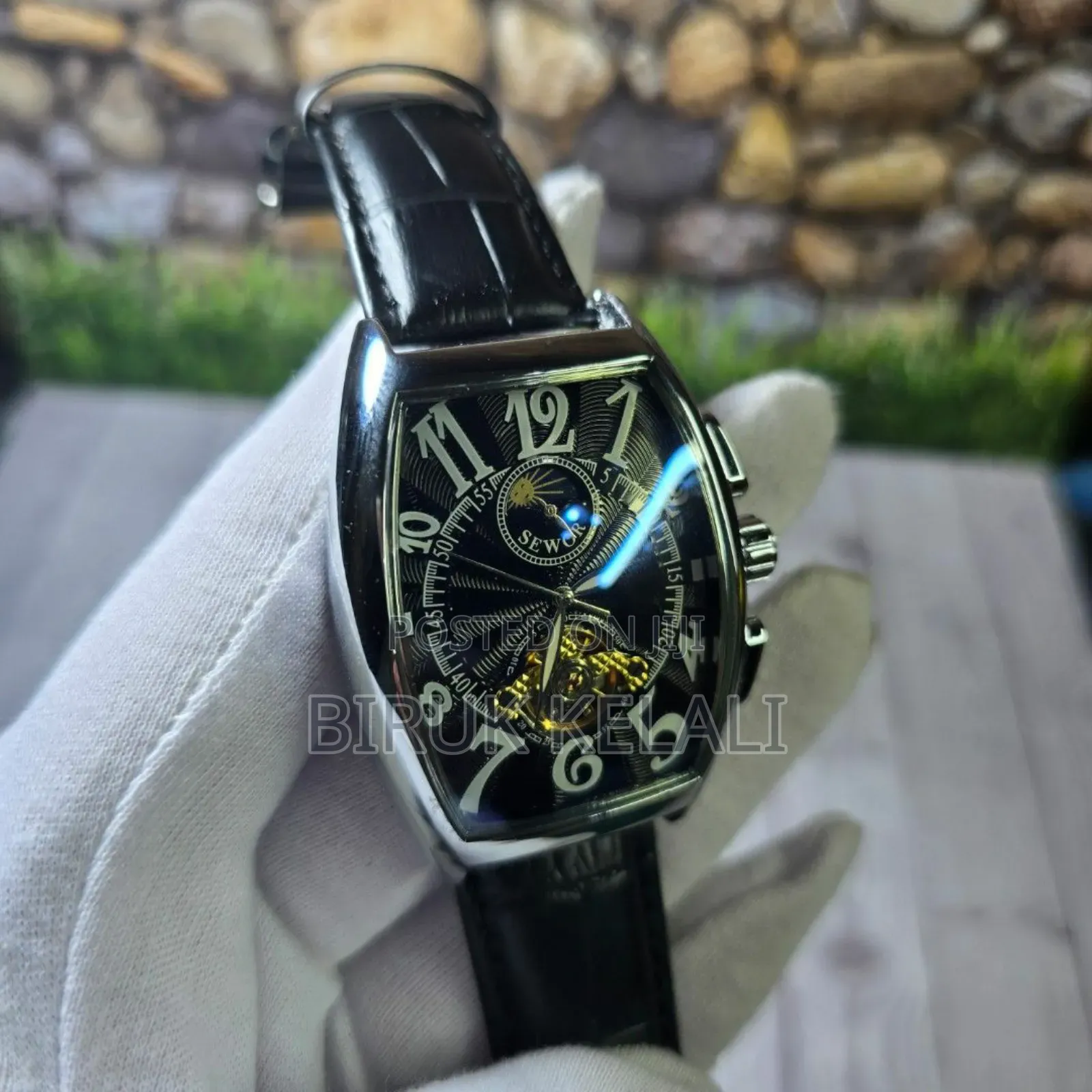 Sewore Leather Automatic Watch for Men's