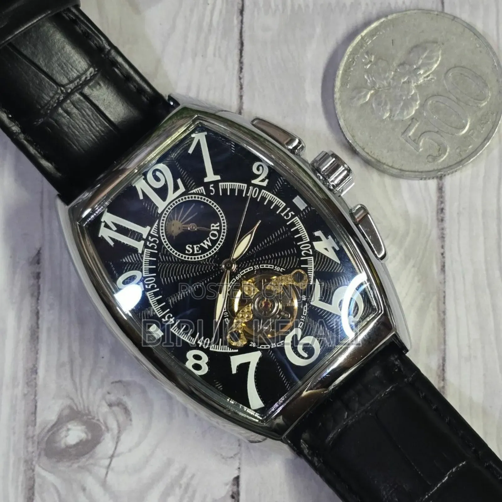 Sewore Leather Automatic Watch for Men's