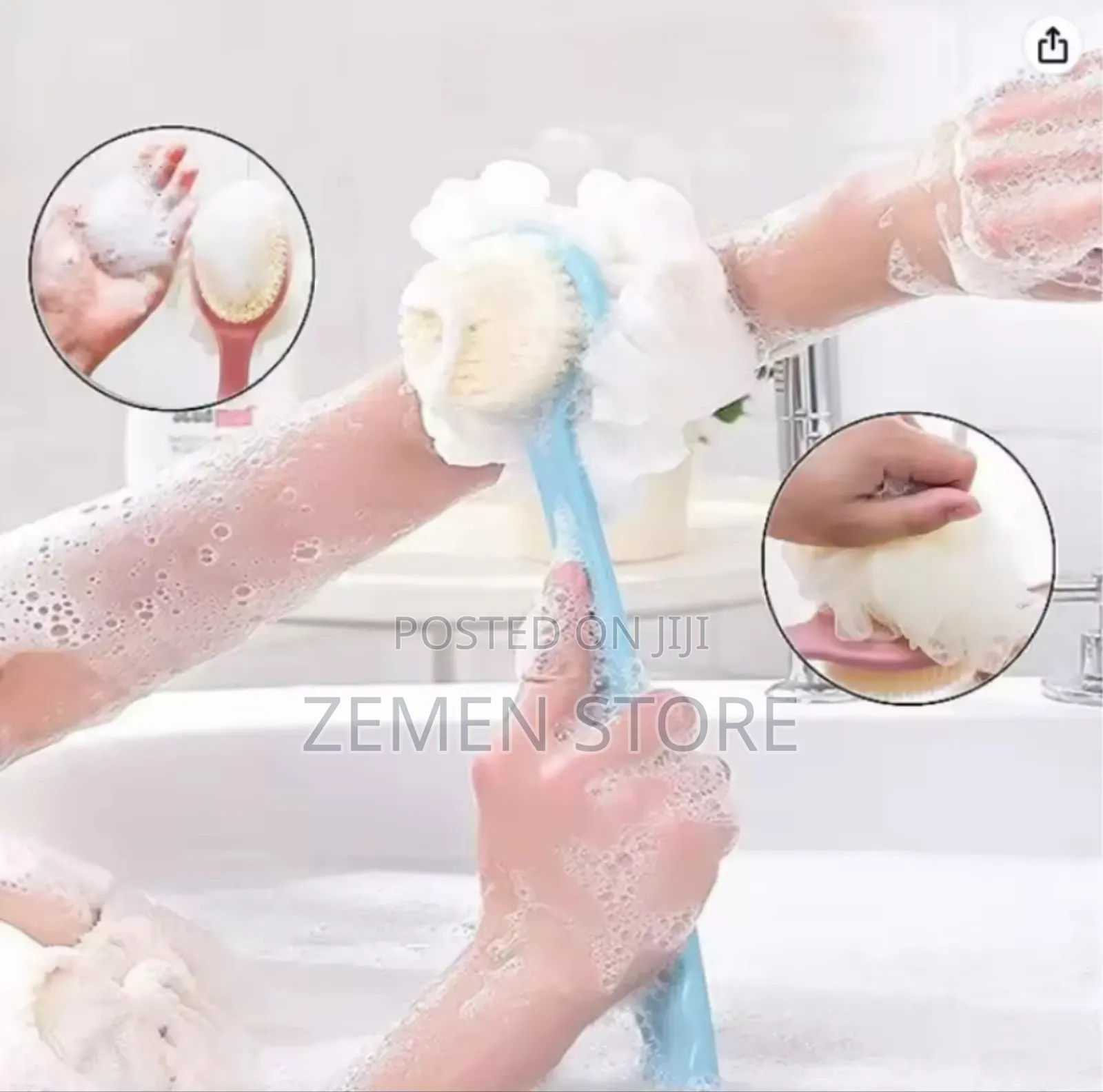 Long Handheld Double Sided Bath Brush ለቆዳ ተስማሚ የሆነ ብሩሽ