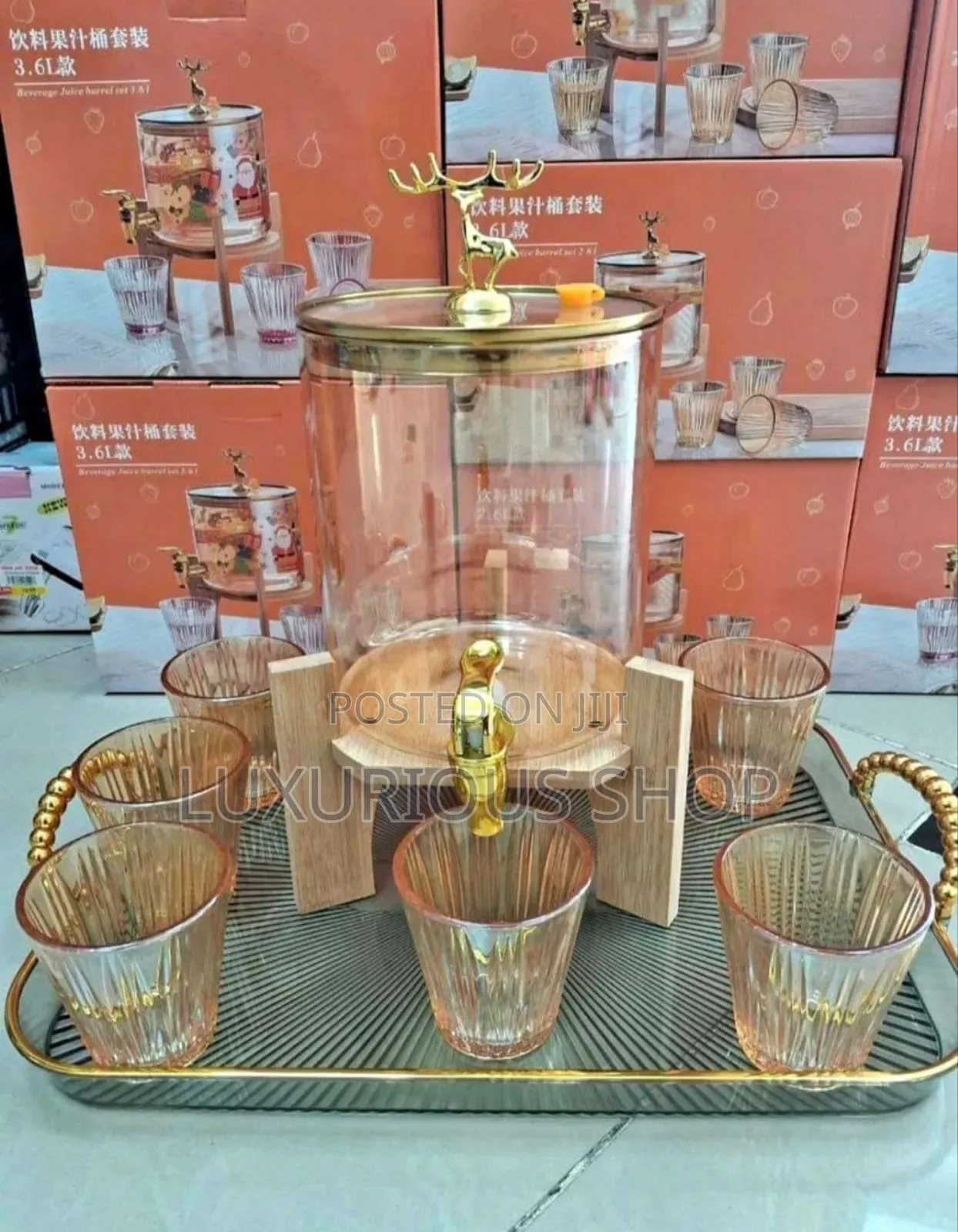 Glass Dispenser Jar With Rack