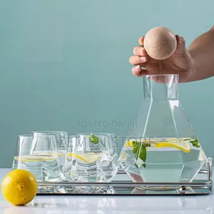 Nordic Geometric Crystal Glasswares አንድ ጆግና 6 መጠጫዎች