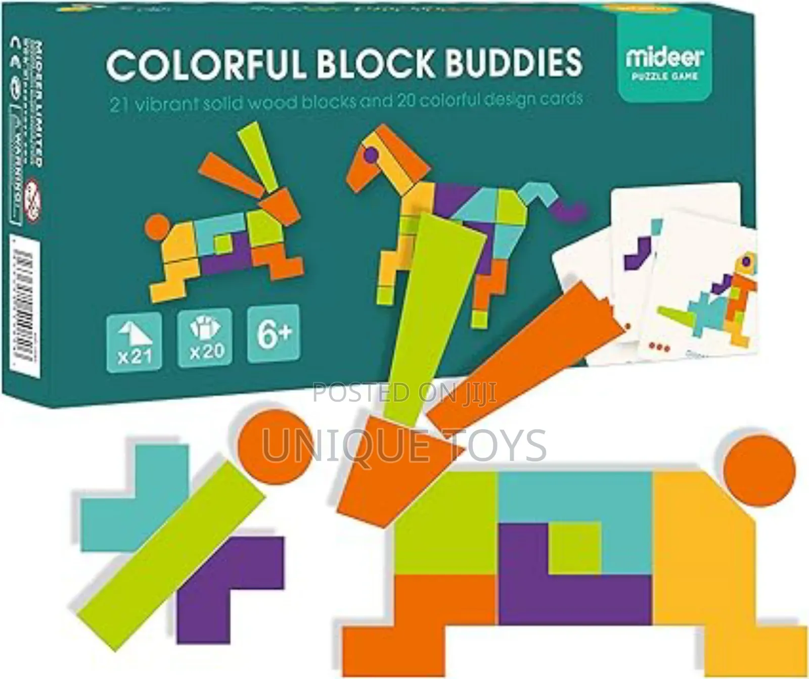 Wooden Colorful Geometric Tangram Pattern Blocks Set