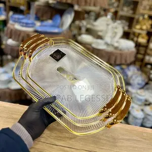 Photo -  3 Sets Serving Tray With Golden Handle