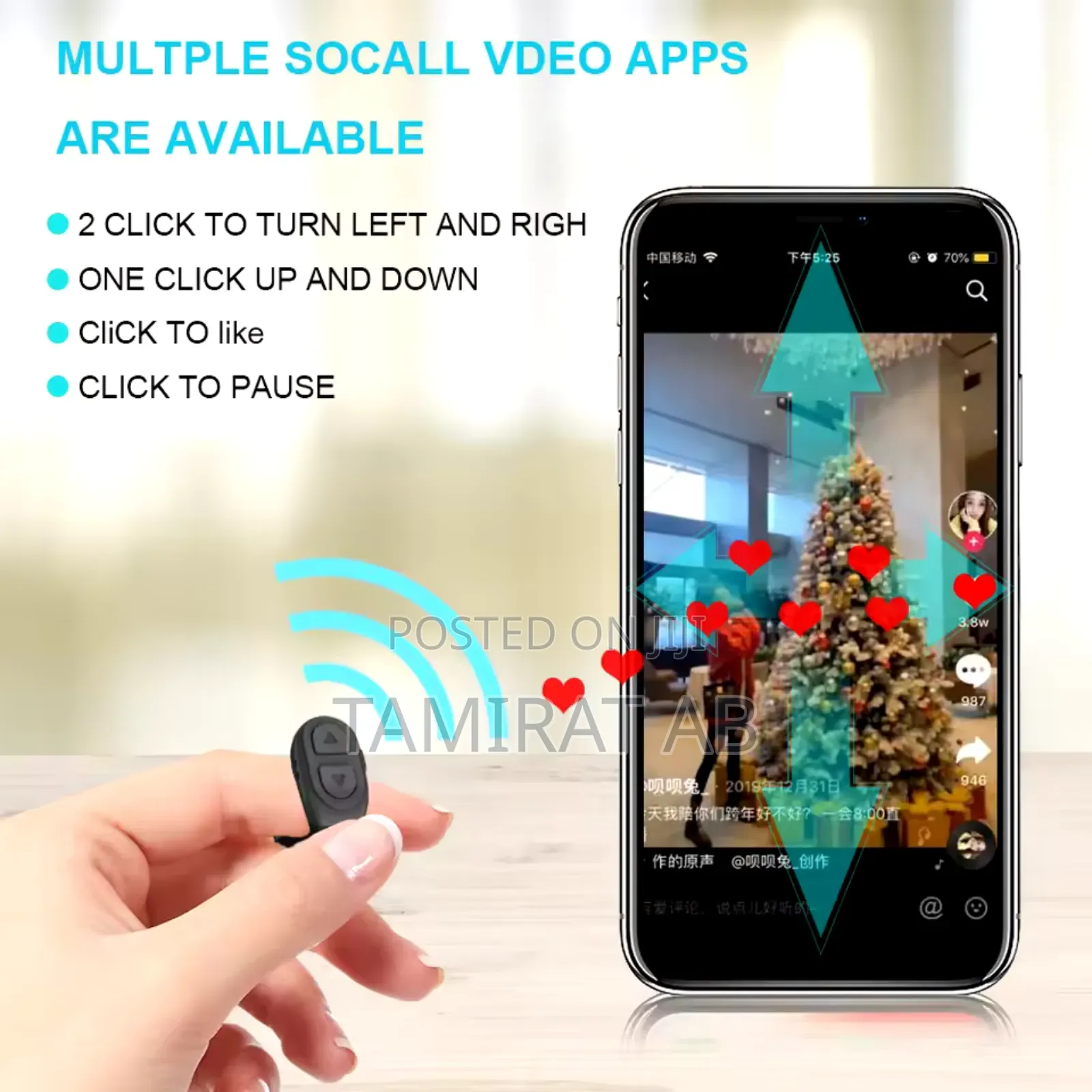 3in1 Function Tiktok Fingertip Scrolling Ring Camera Shutter