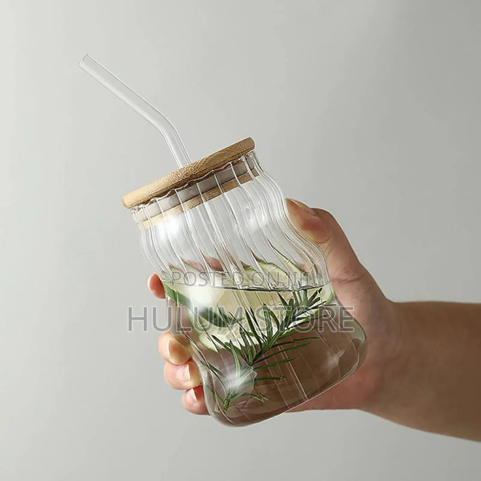 Glass Drinking Mug With Straw