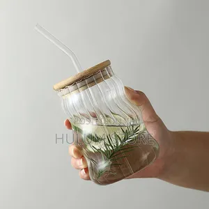 Glass Drinking Mug With Straw