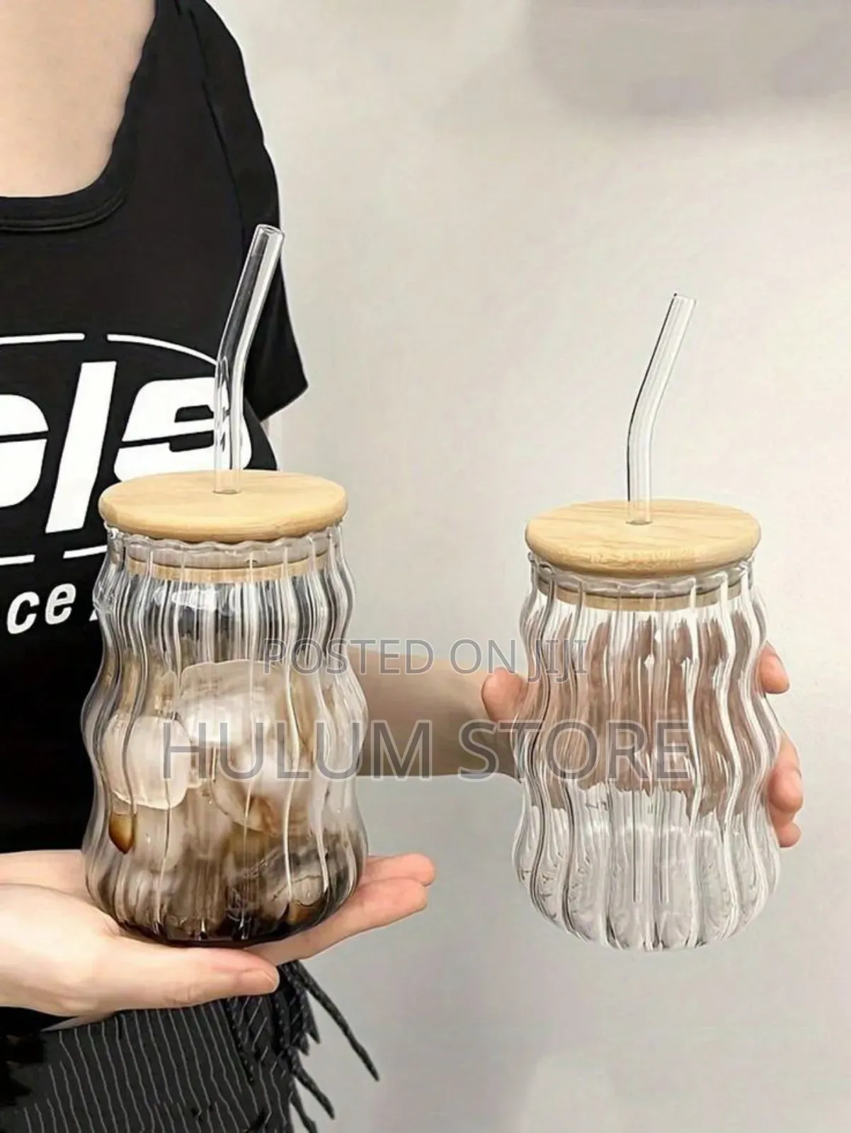 Glass Drinking Mug With Straw