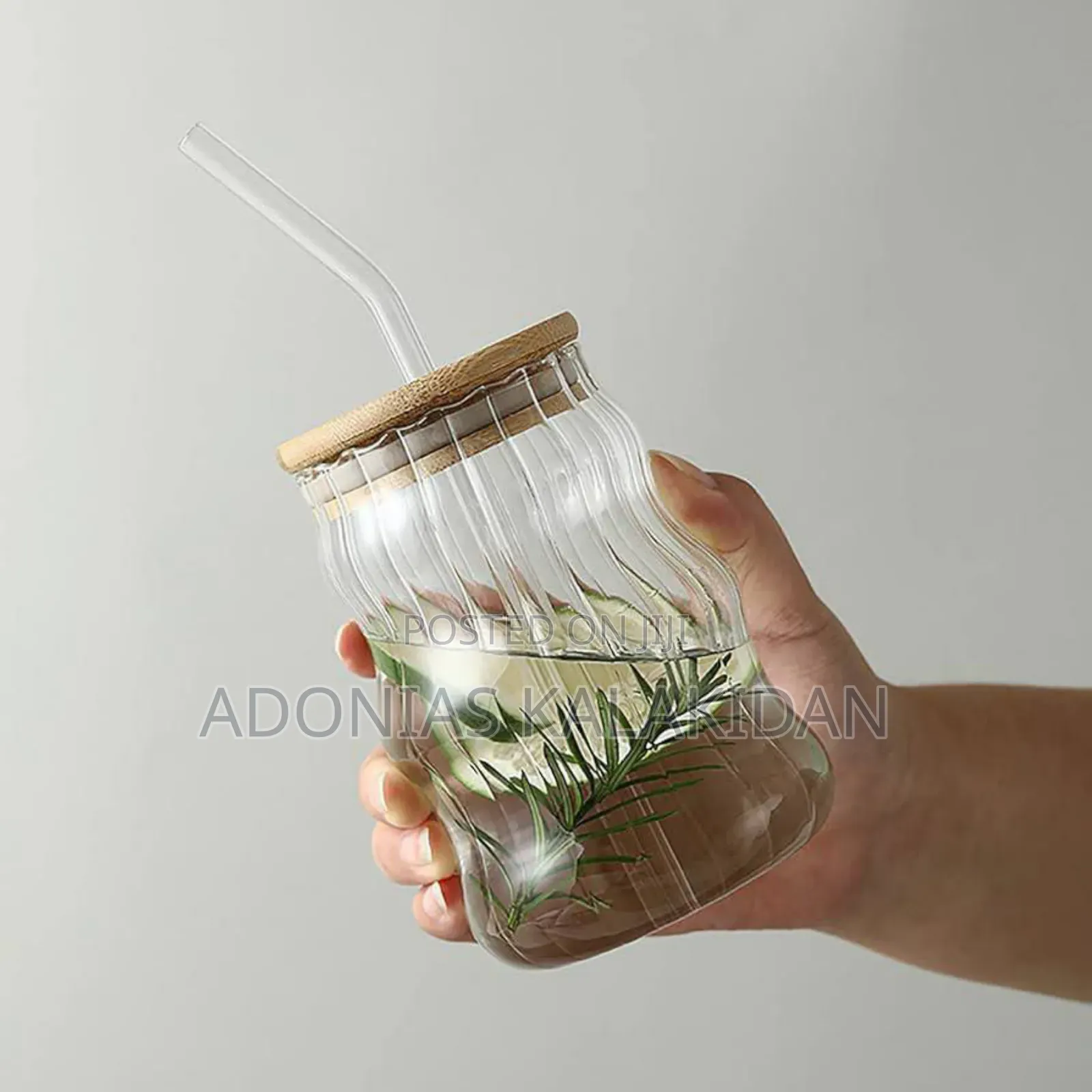 Glass Drinking Mug With Straw