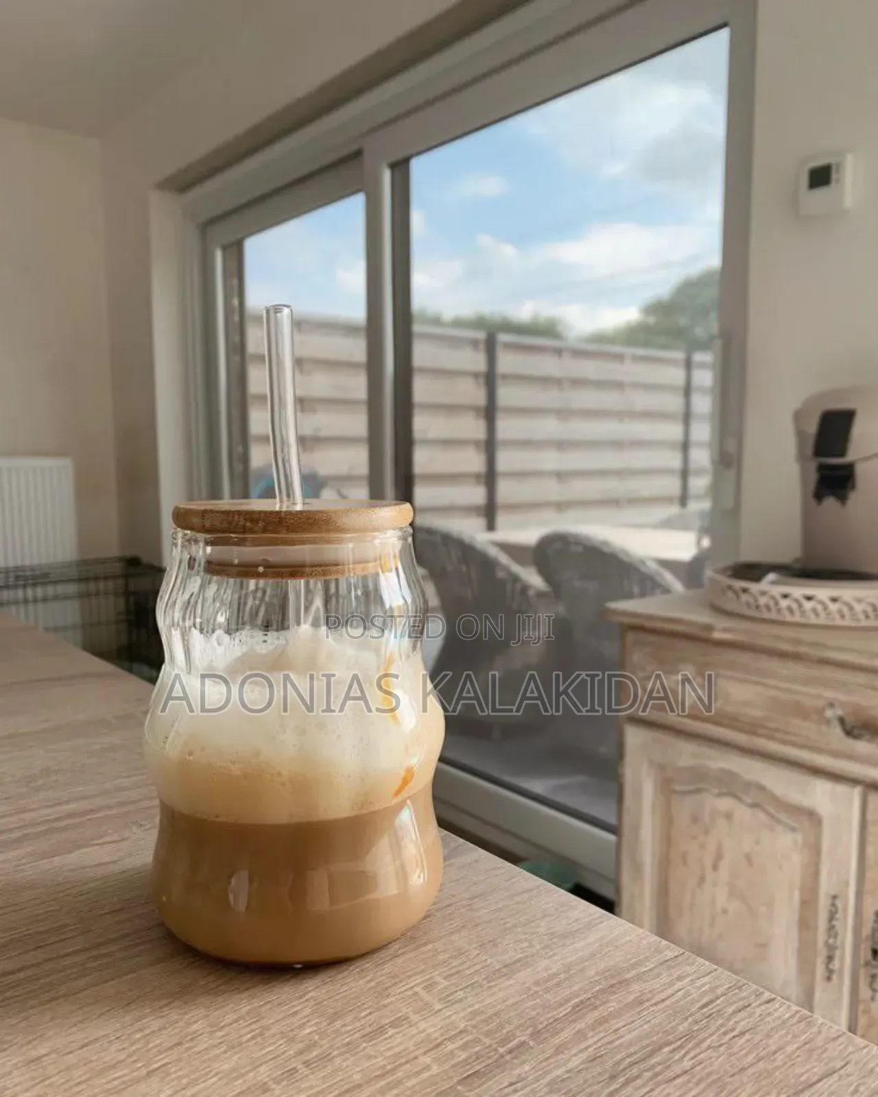 Glass Drinking Mug With Straw