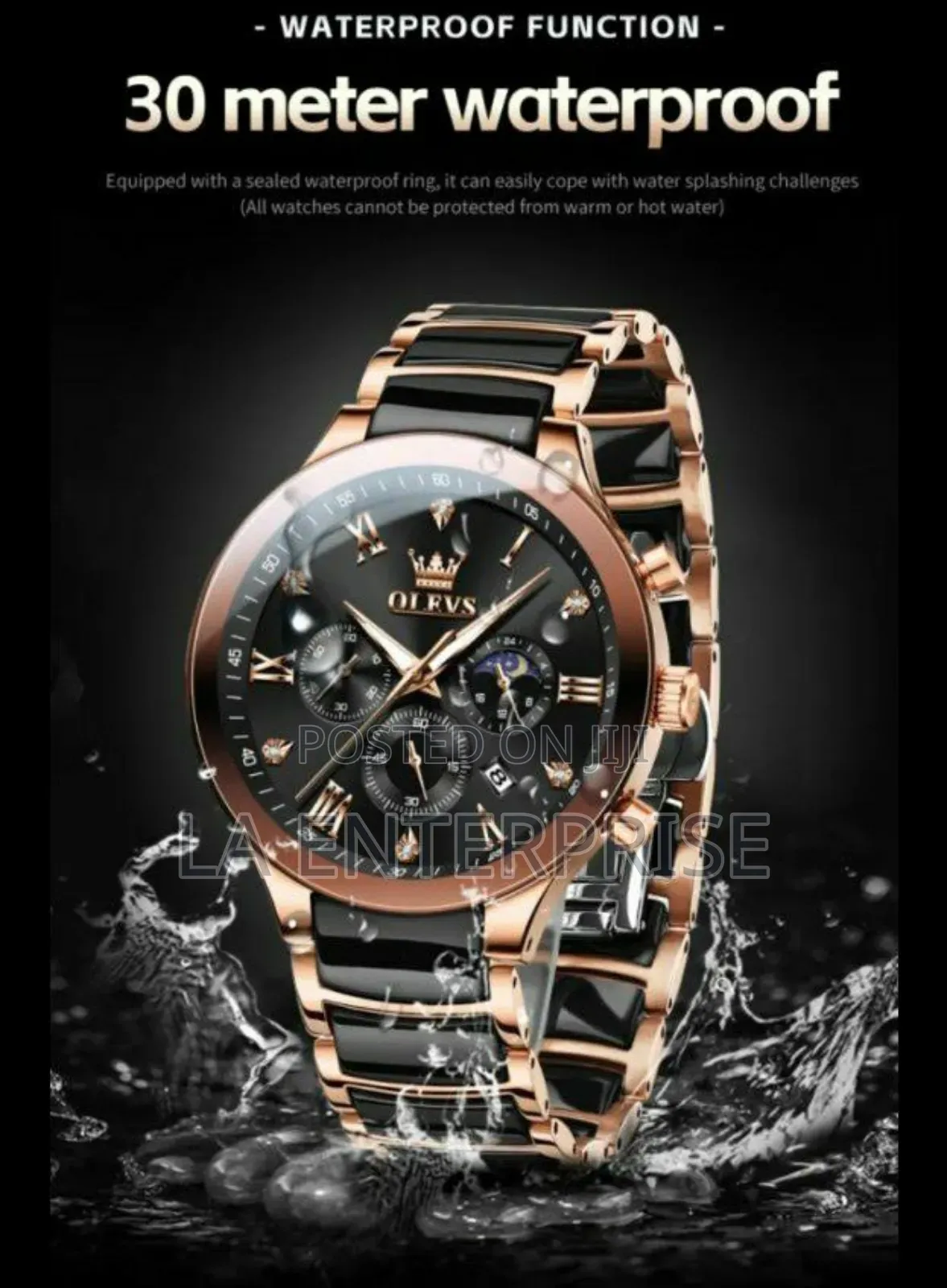 Olevs Ceramic Chain Chronograph Watch