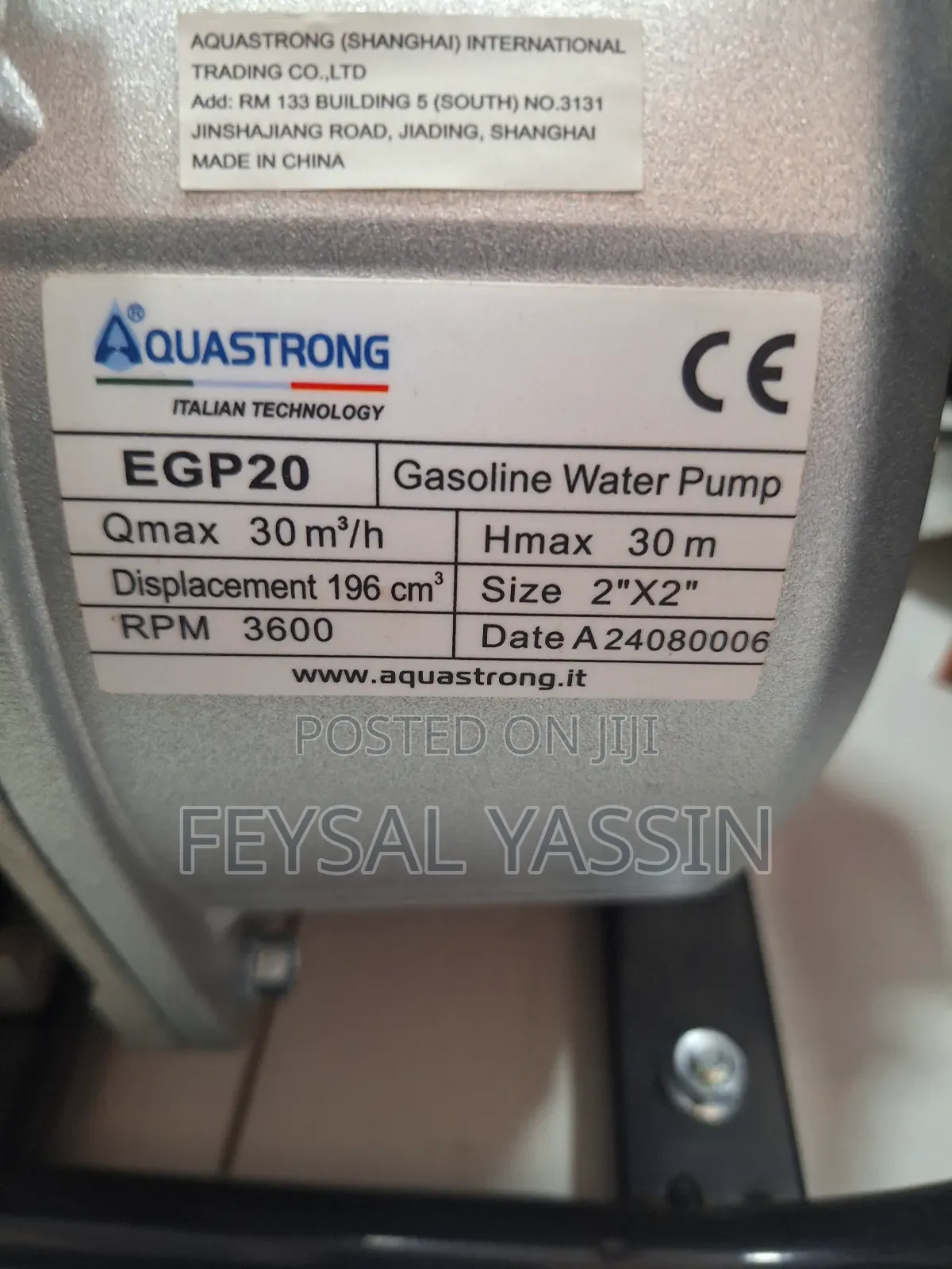 Aquastrong Water Pump Benzel 3'' and 2'' Italy Standard