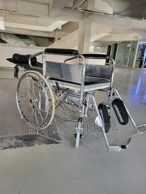 Commode፮㽣toilet Wheelchair ዊልቼር–Foldable With Flipup Armrest