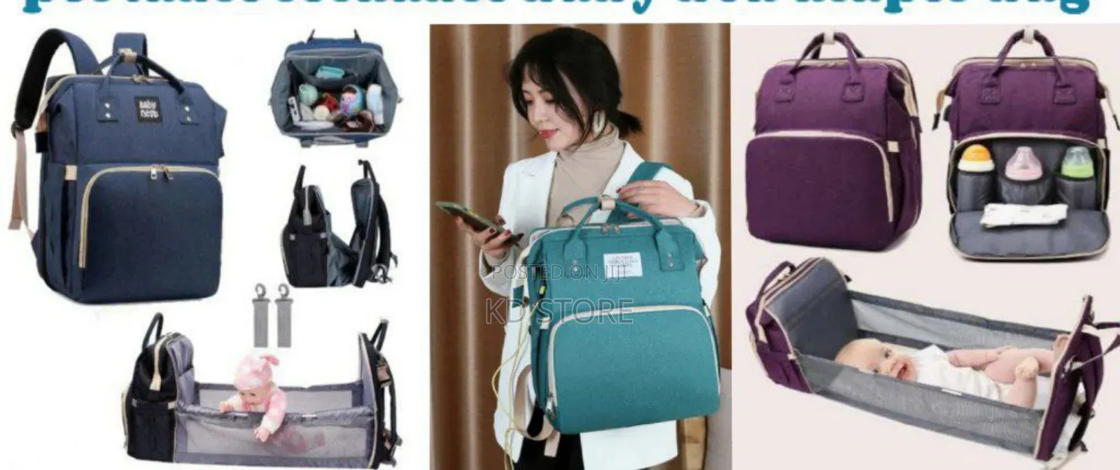 Multifunctional 
Portable Foldable Baby Bed Diaper Bag