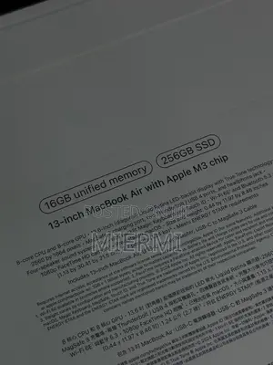 New Laptop Apple MacBook Air 2024 M3 13-Inch 16GB Apple M3 SSD 256GB
