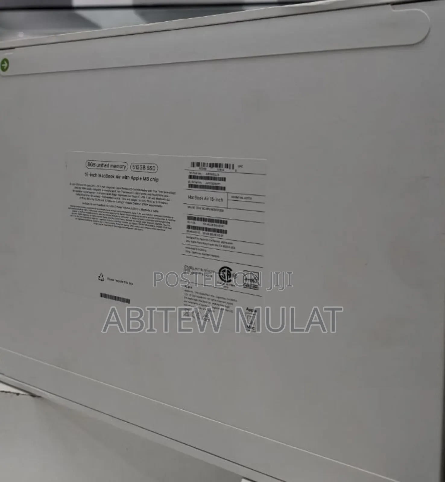 New Laptop Apple MacBook Air 2024 M3 15-Inch 8GB Apple M3 SSD 512GB