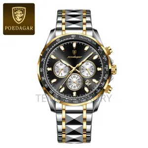 Poedagar Men Chronograph Watch Quartz Wristwatch
