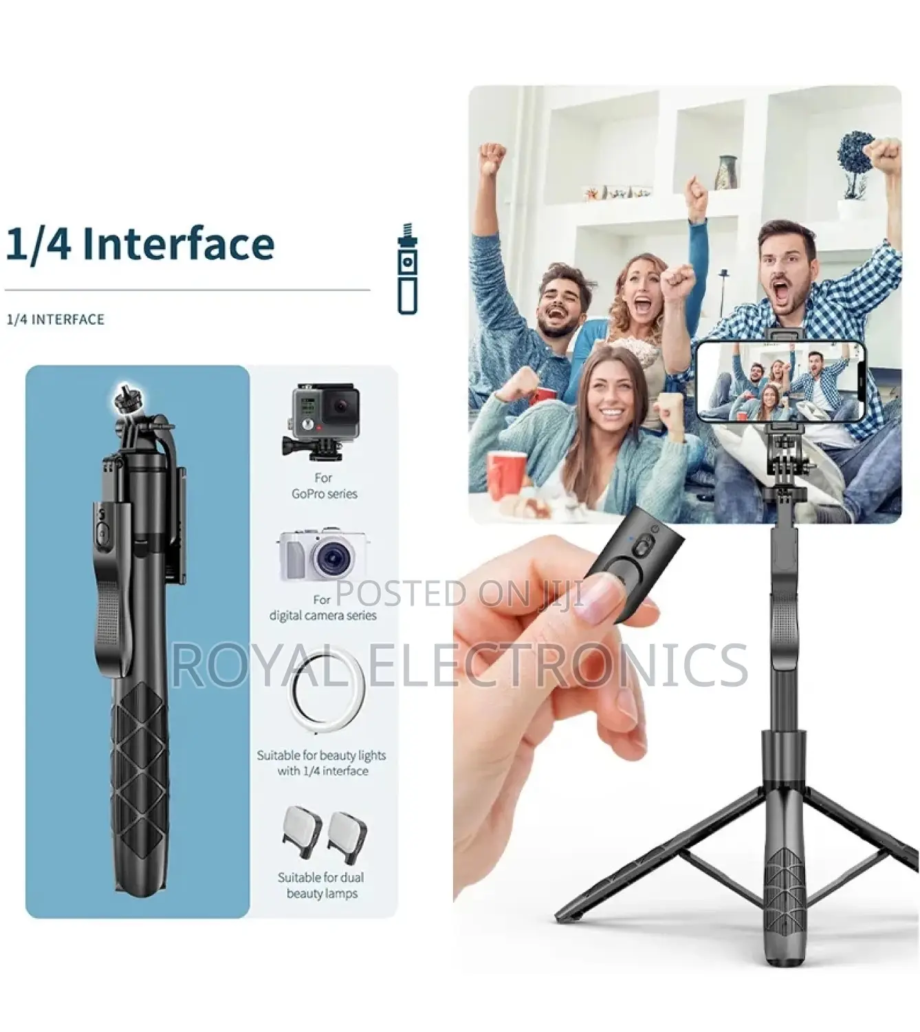 1530mm Wireless Tripod Stand for Smartphone Action Cameras