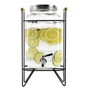 5 ሊትር የመያዝ አቅም Glass Dispenser Jar With Rack