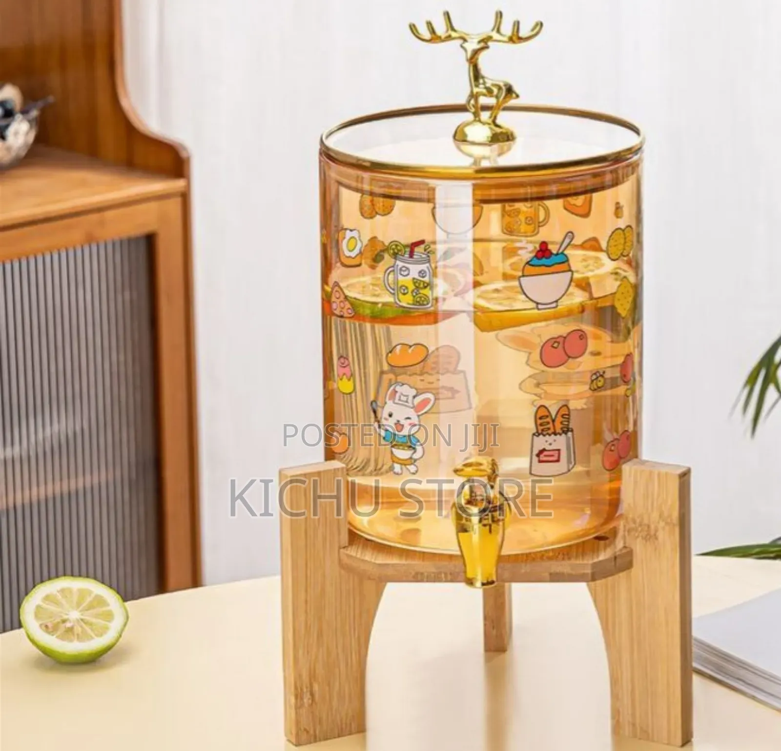 Glass Dispenser Jar With Bamboo Stand