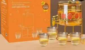 Glass Dispenser Jar With Bamboo Stand