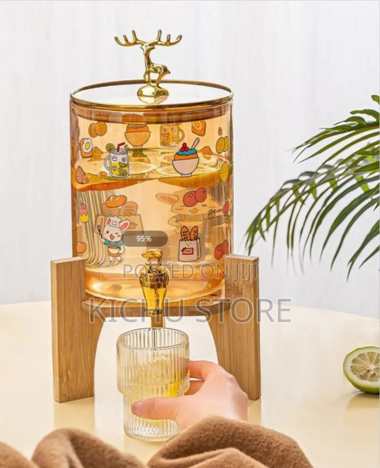 Glass Dispenser Jar With Bamboo Stand