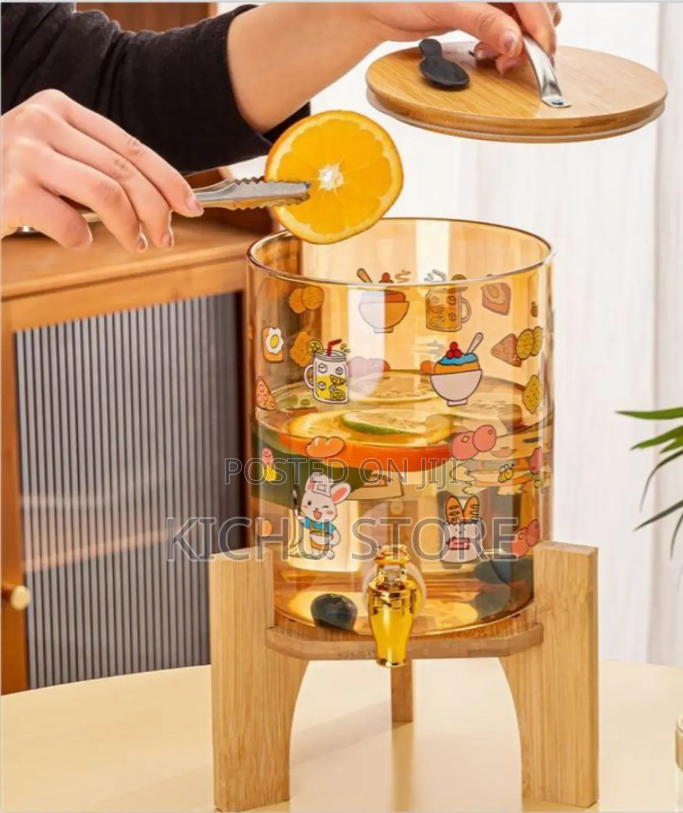 Glass Dispenser Jar With Bamboo Stand