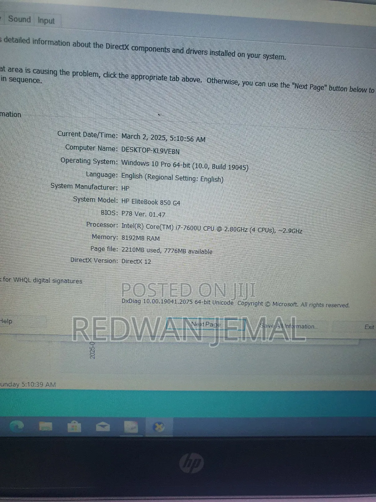 New Laptop HP EliteBook 850 G4 8GB Intel Core I7 SSD 256GB