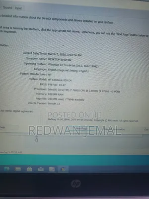 New Laptop HP EliteBook 850 G4 8GB Intel Core I7 SSD 256GB