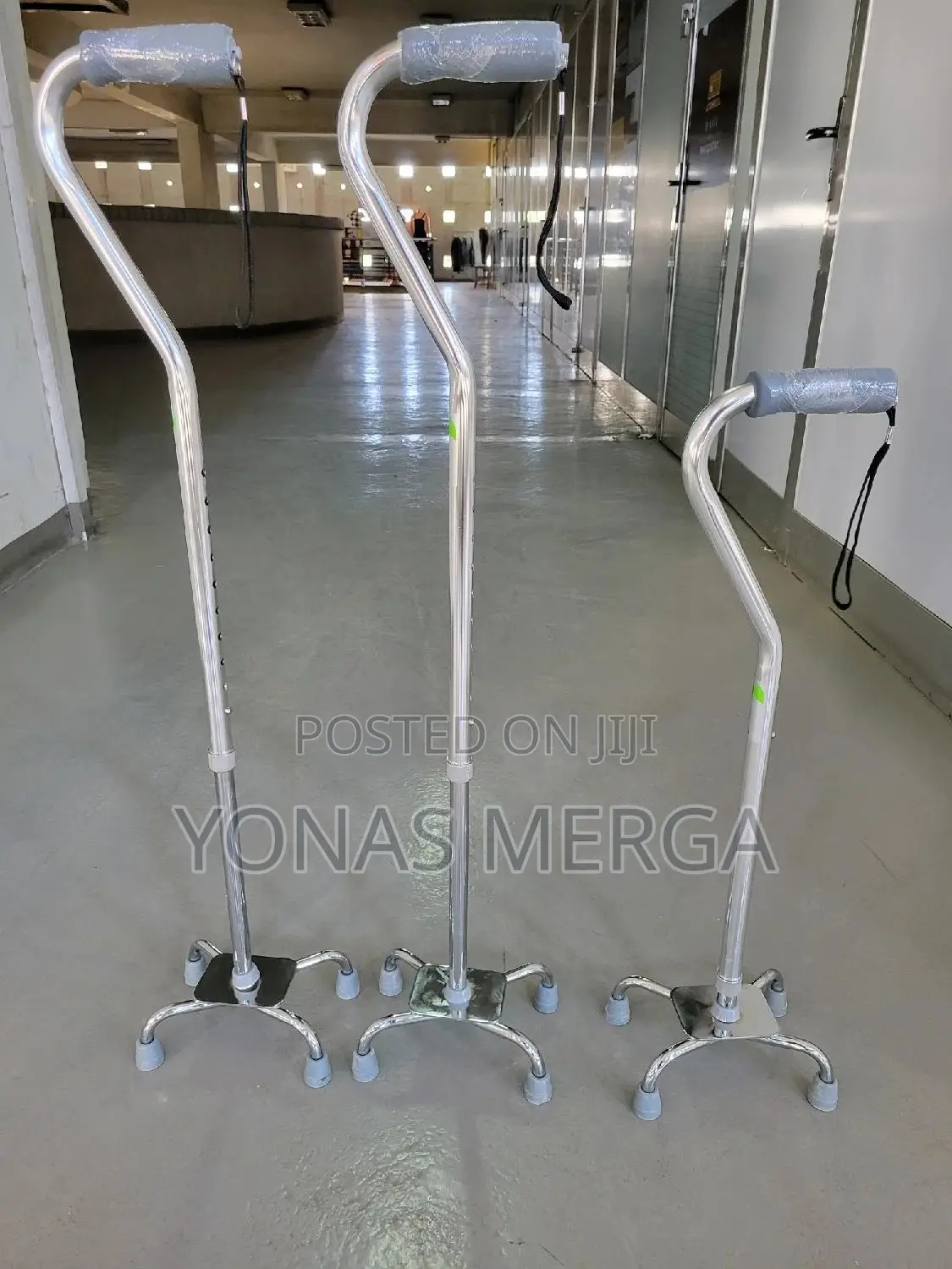 Walking Stick Adjustable Quad Cane Silver Briggs Healthcare