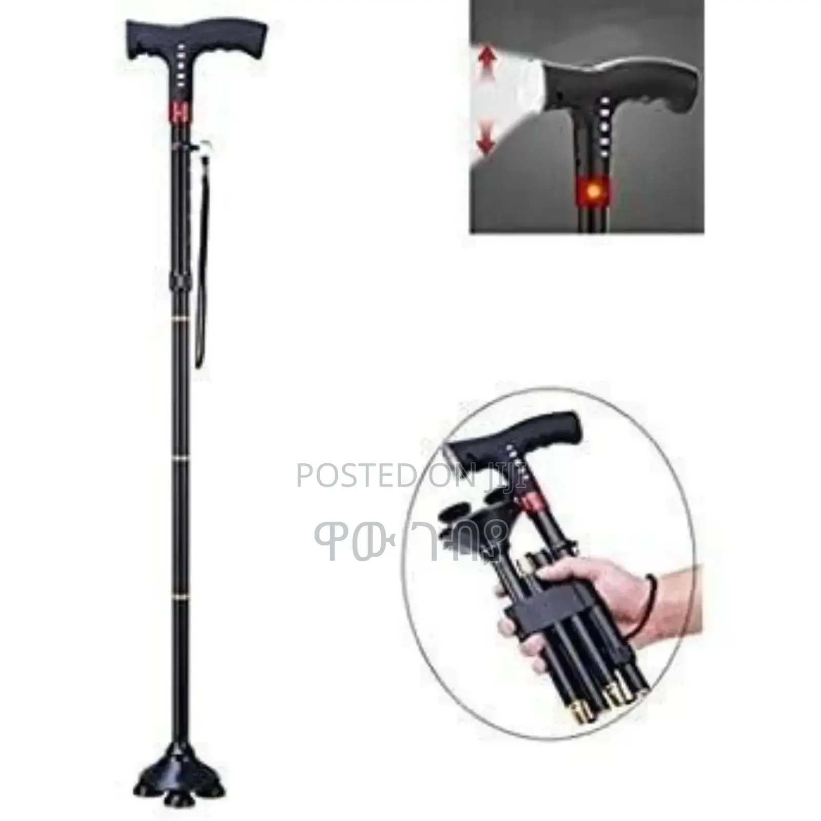 Adjustable Anti-Slip Walking Stick With Led Light