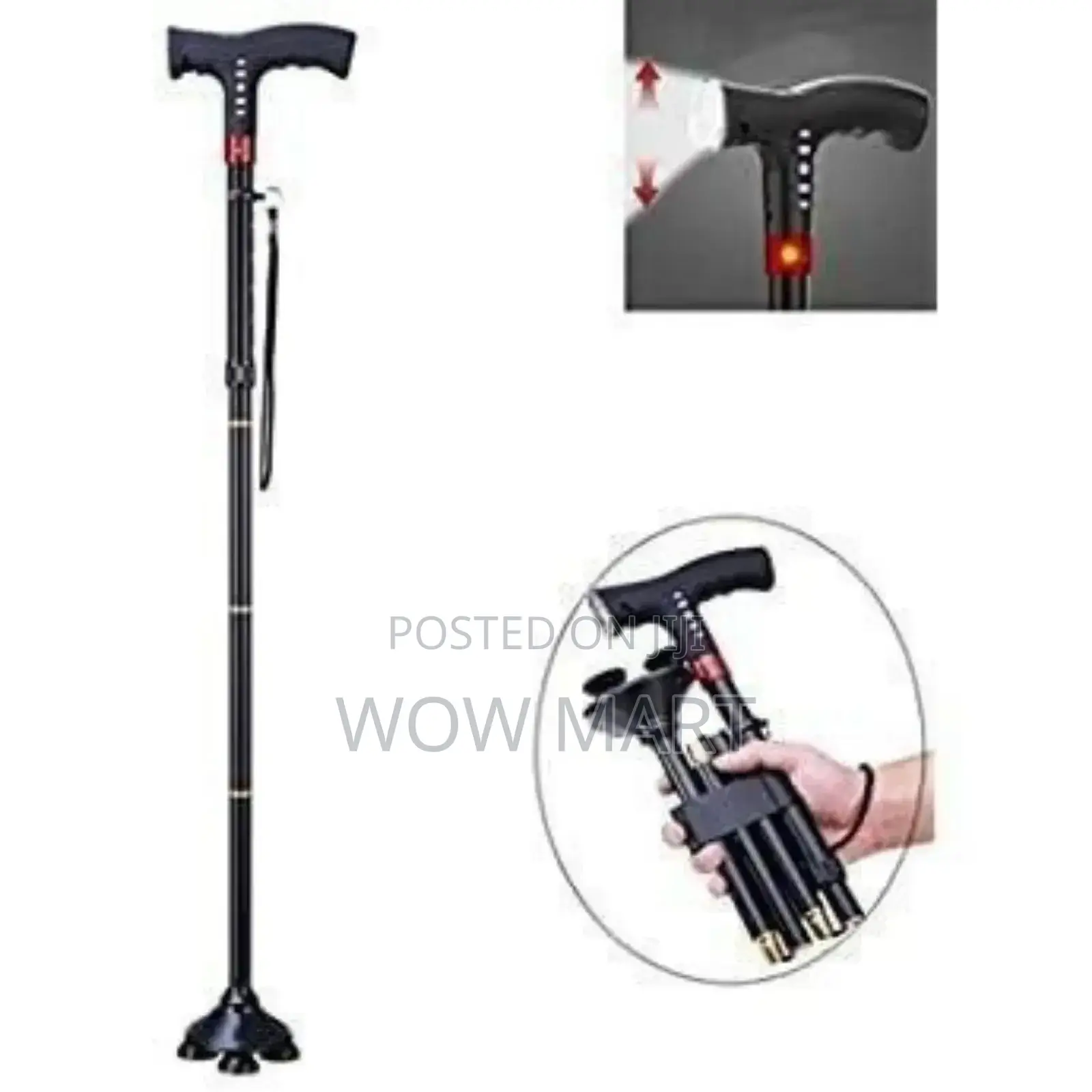 Adjustable Anti-slip Walking Stick With Led Light