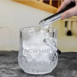Glass Ice Bucket With Stainless Steel Handle