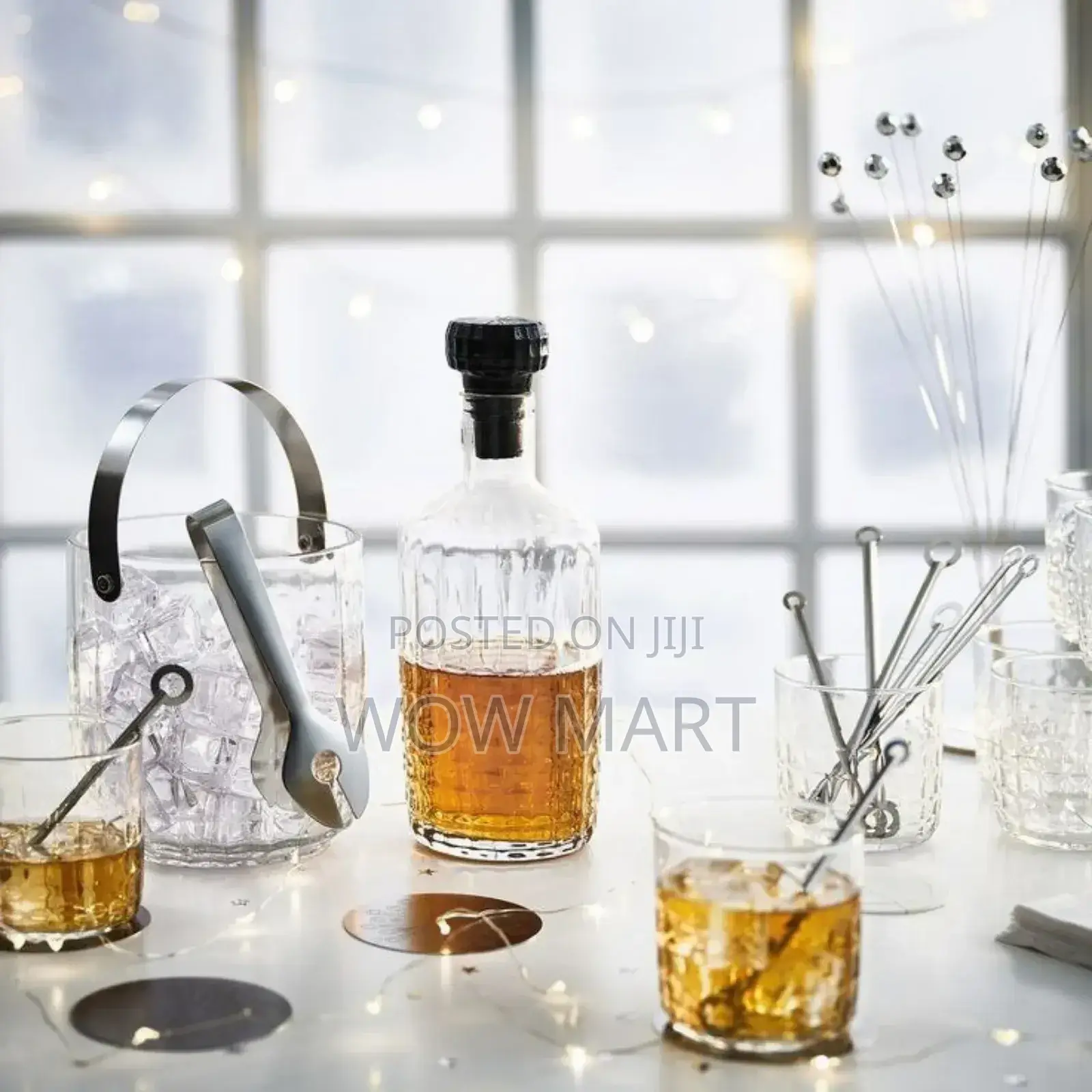 Glass Ice Bucket With Stainless Steel Handle