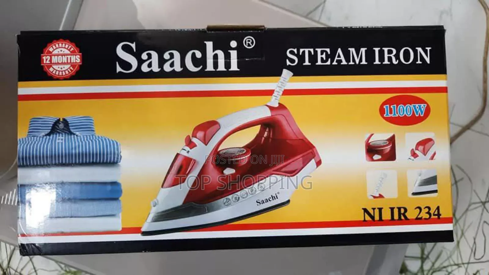 Saachi Steam Iron Ceramic Soleplate Material ሳቺ የልብስ መቶከሻ