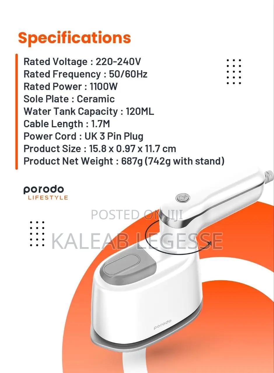  Porodo Lifestyle Mini Steam Iron