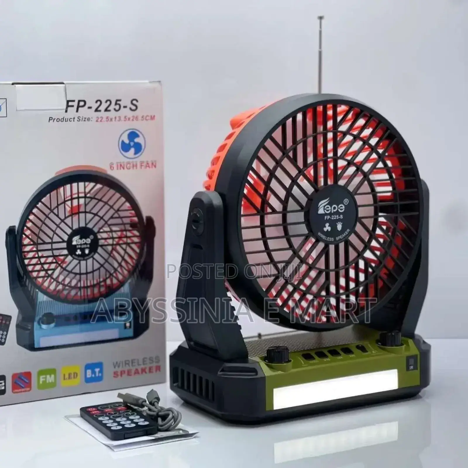 Solar Rechargeable Bluetooth Radio + 3-Speed Cooling Fan