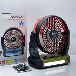 Solar Rechargeable Bluetooth Radio + 3-Speed Cooling Fan