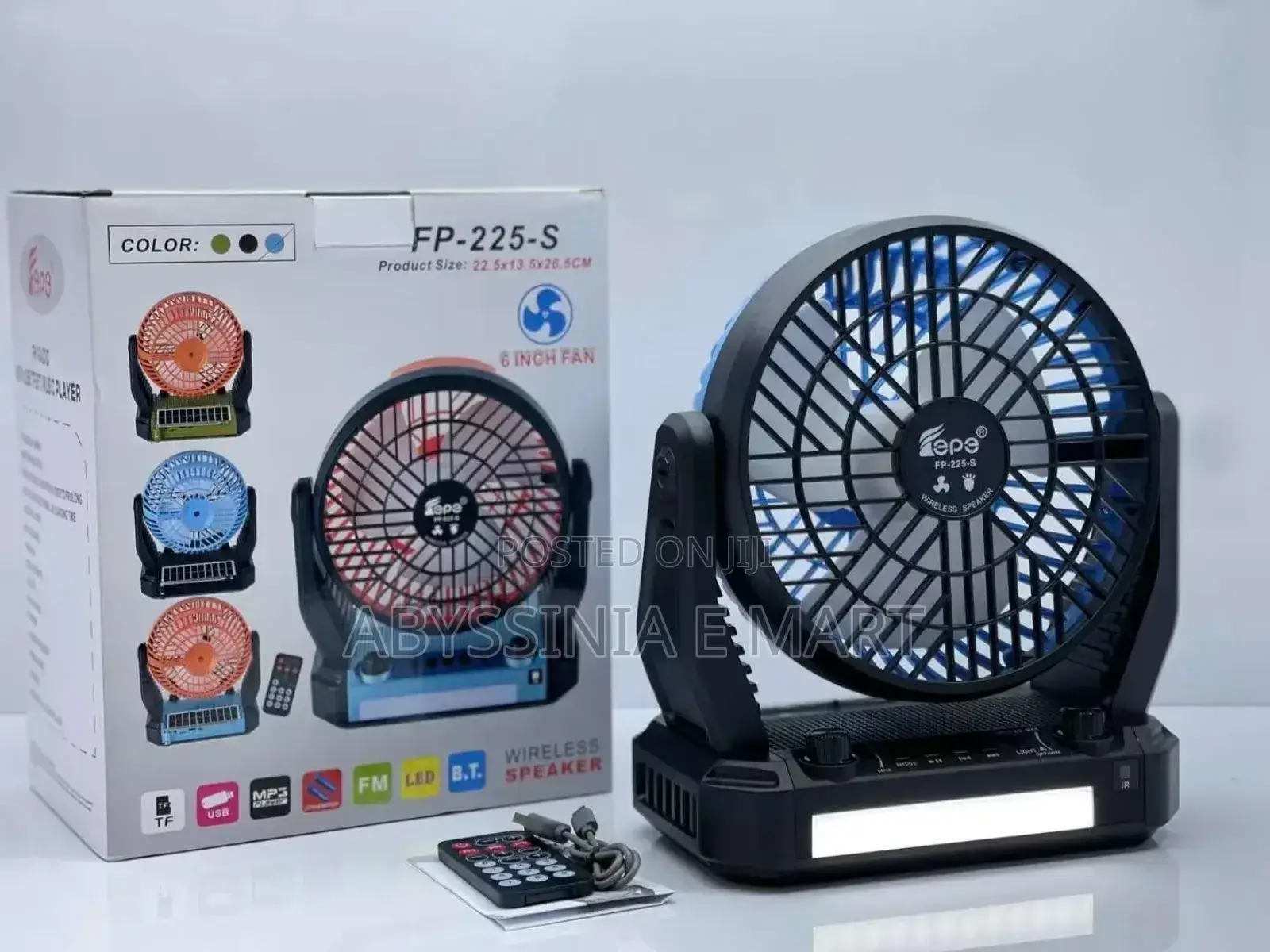 Solar Rechargeable Bluetooth Radio + 3-Speed Cooling Fan