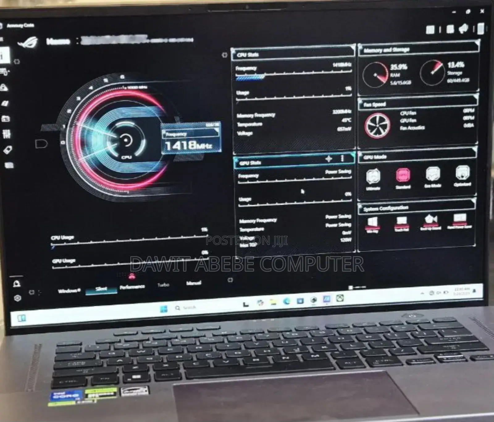 New Laptop Asus ROG Zephyrus G16 16GB Intel Core I7 SSD 512GB