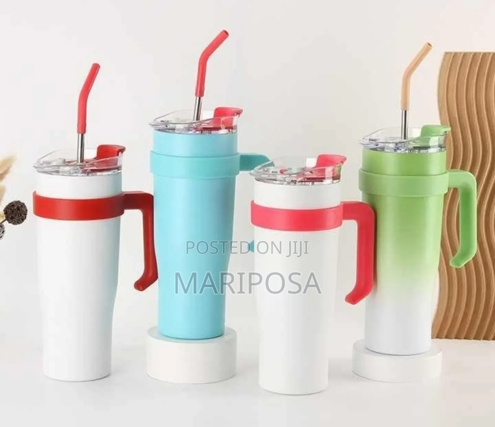 Double Layer Stainless Still Isolated Tumblers With Straw